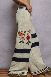 3D Embroidery Chenille Sweater Pants