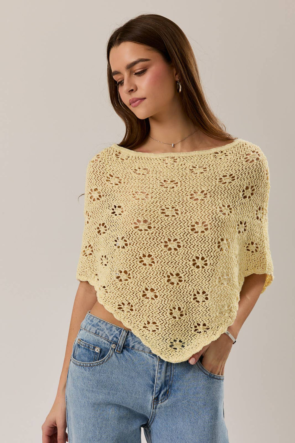 Openwork Detail Sweater Poncho