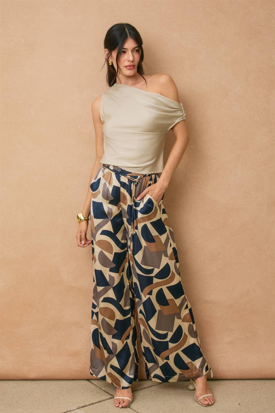Satin Asymmetrical One Shoulder Top