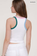 Sleeveless Contrast Detail Seamless Top