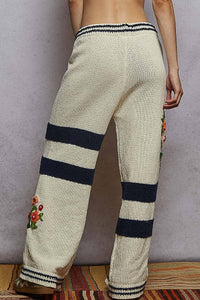 3D Embroidery Chenille Sweater Pants