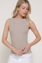 Boat Neck Ribbed Knit Tank