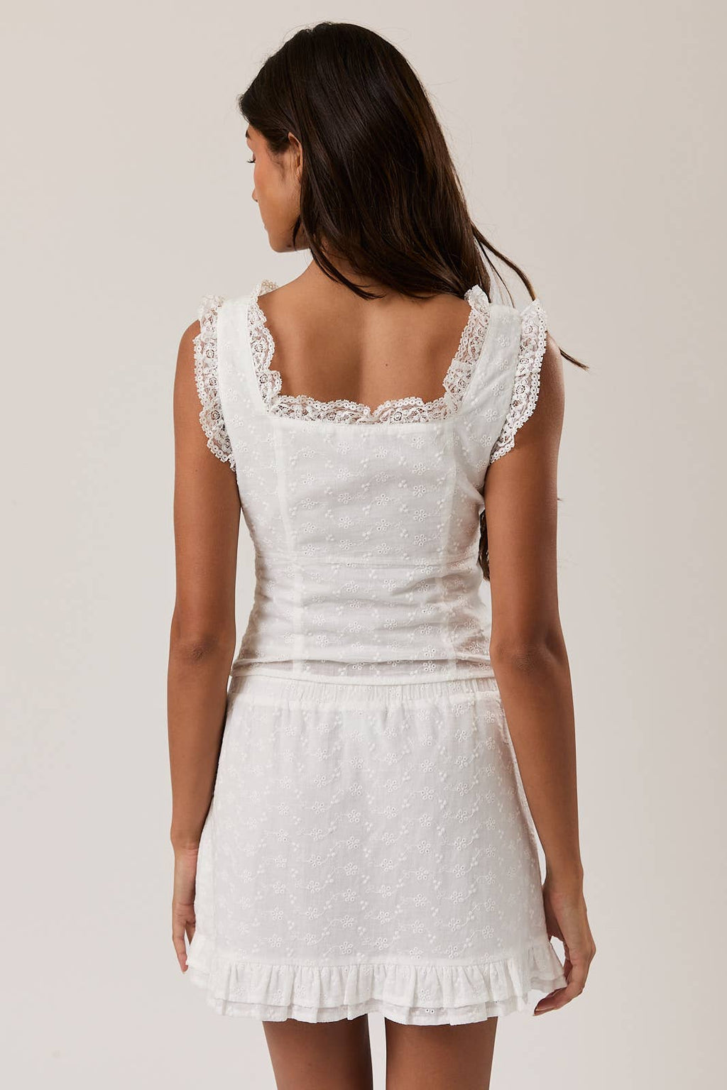 Cotton and Lace Eyelet Tank