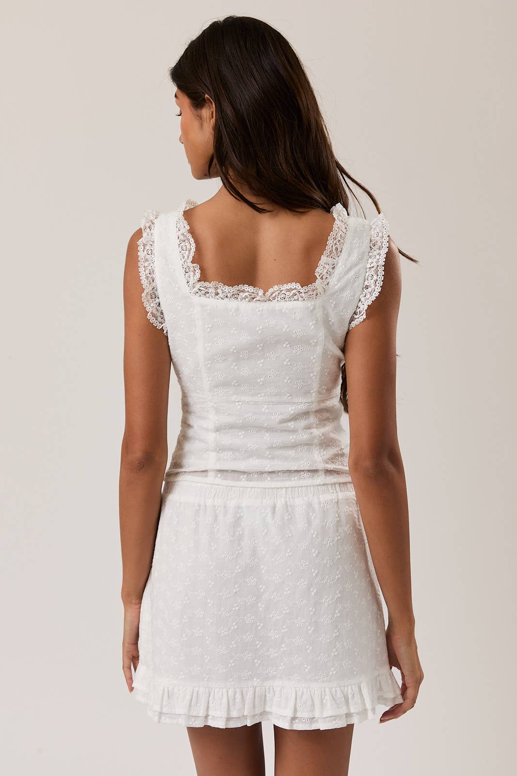 Cotton and Lace Eyelet Tank