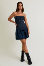 Load image into Gallery viewer, SMOCKING BODICE DENIM TUBE DRESS