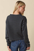 Elina Striped Collar Knit Top