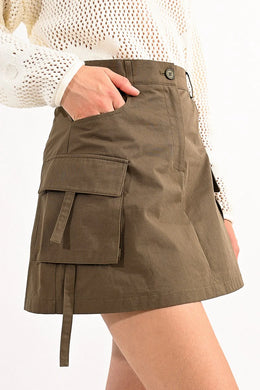 Khaki Cargo Skirt