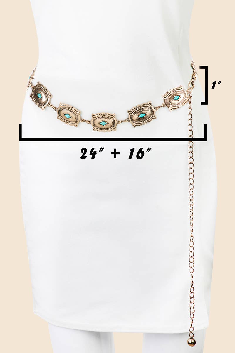 Rectangle Concho Chain Belt