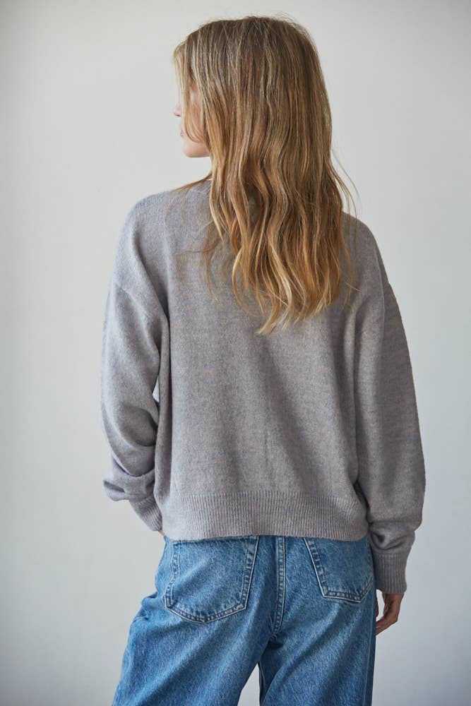 Knit Sweater Crew Neck Cardigan