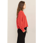 Red Raglan Sleeve Sweater