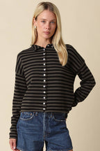 Elina Striped Collar Knit Top