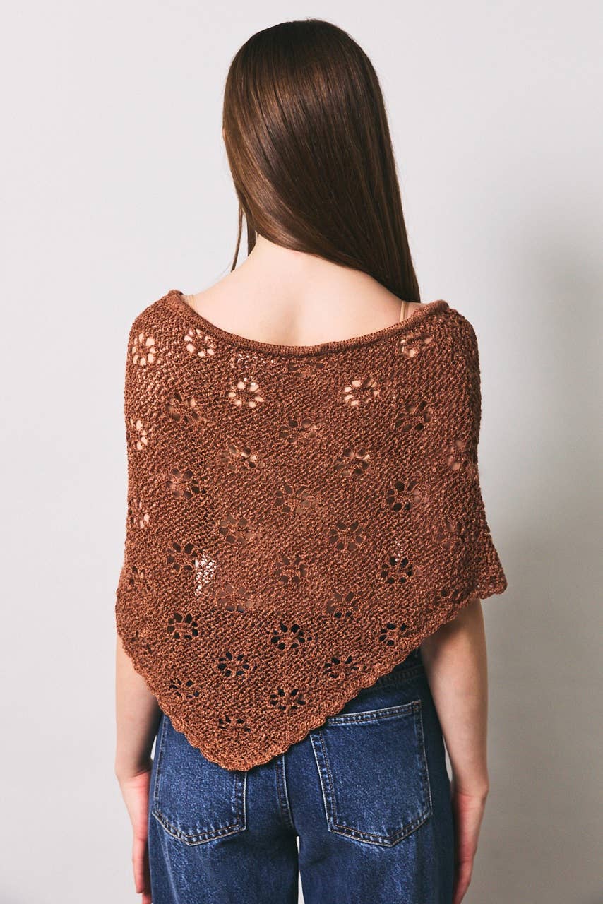 Openwork Detail Sweater Poncho