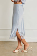 Satin Lace Hem Pencil Skirt