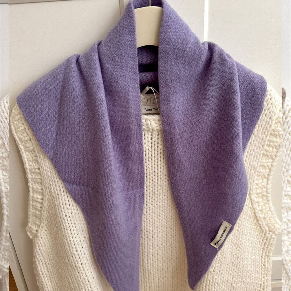 Wool Knit Triangle Scarf