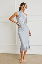 Satin Asymmetrical One Shoulder Top