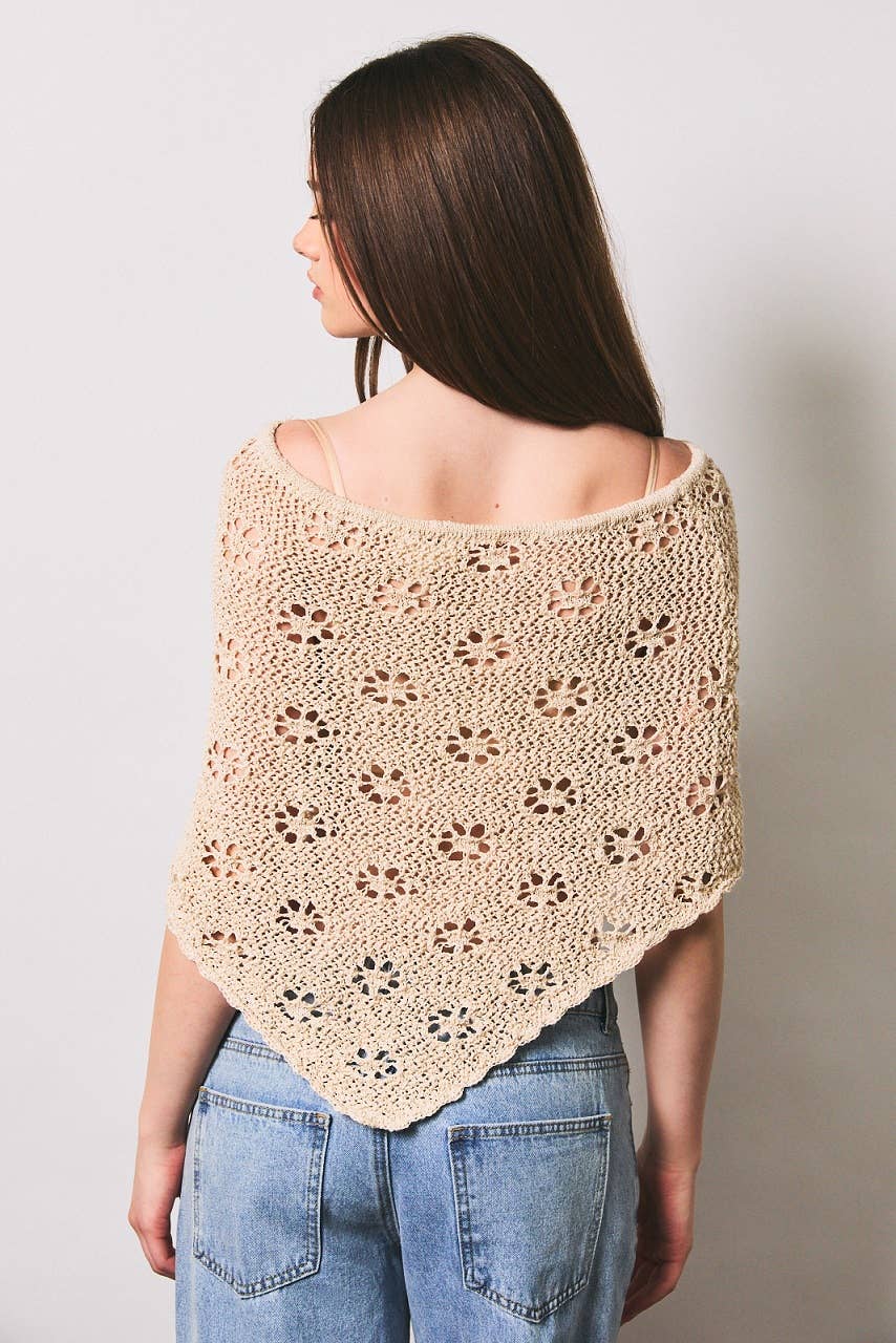 Openwork Detail Sweater Poncho