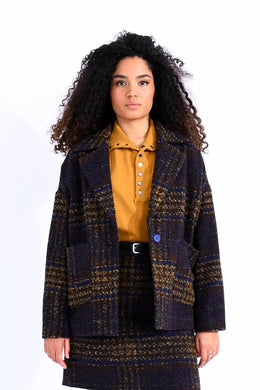 Blue and Brown Check Coat