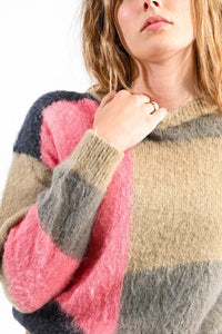 Fluffy Color Block Sweater