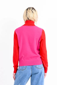 Fuchsia Color Block Turtleneck