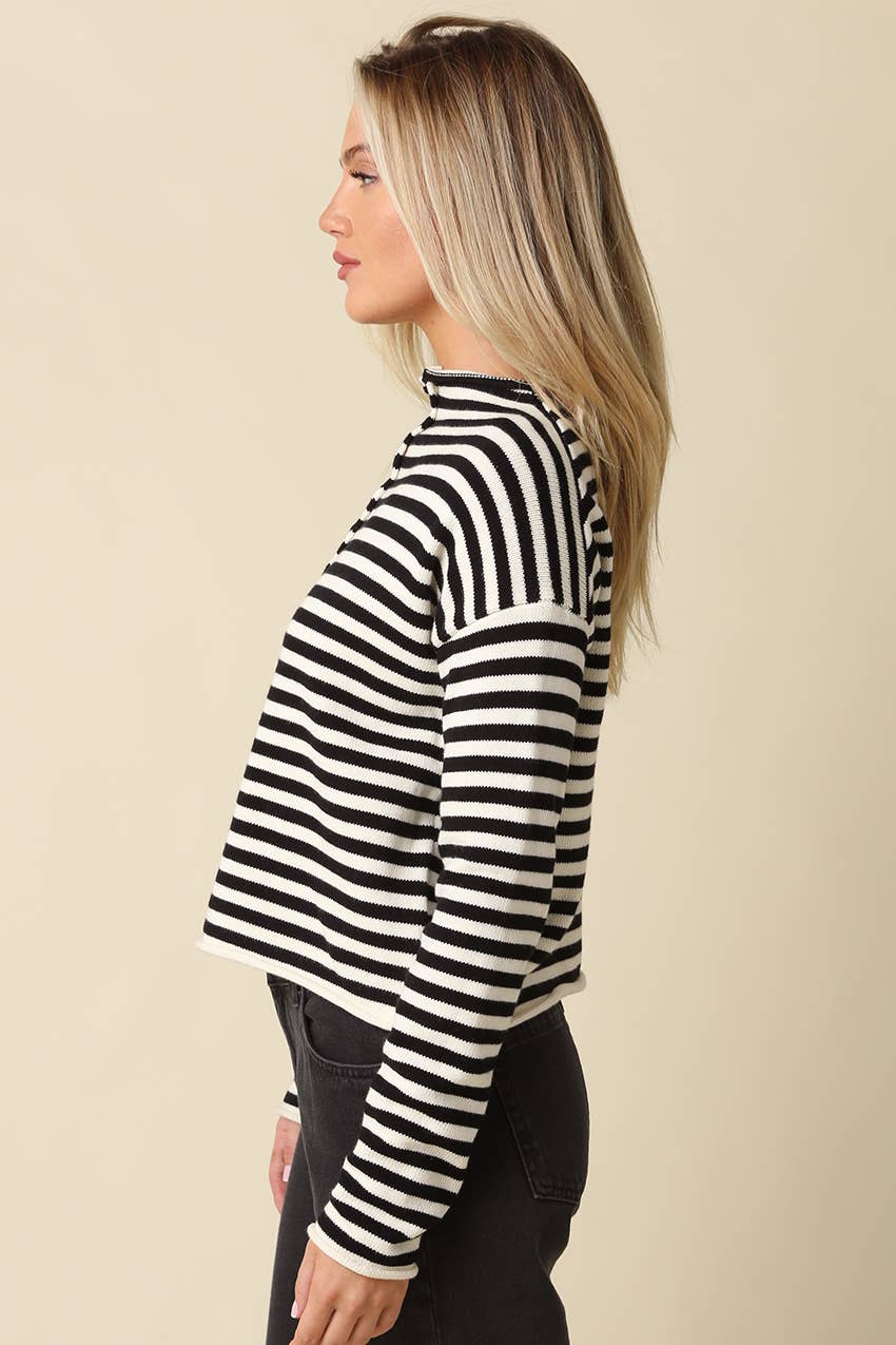 Elina Striped Collar Knit Top