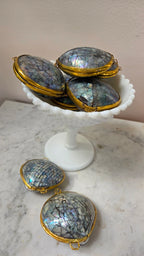 Polished Blue Crackle Shell Trinket Pill Box