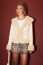 Faux Fur Trimmed Suede Jacket
