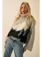 Mountains Fuzzy Knit Turtleneck Sweater