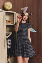 Cap Sleeve Drop Waist Mini Dress