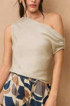 Satin Asymmetrical One Shoulder Top