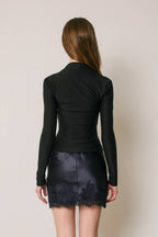 Queen Anne Ruched Long Sleeve Top