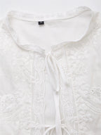 Embroidered Lace Sleeveless Tie-Up Top