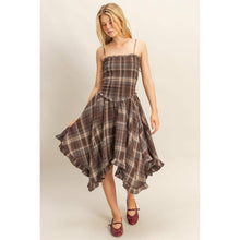 Load image into Gallery viewer, Tiered Ruffle Hem Plaid Dress