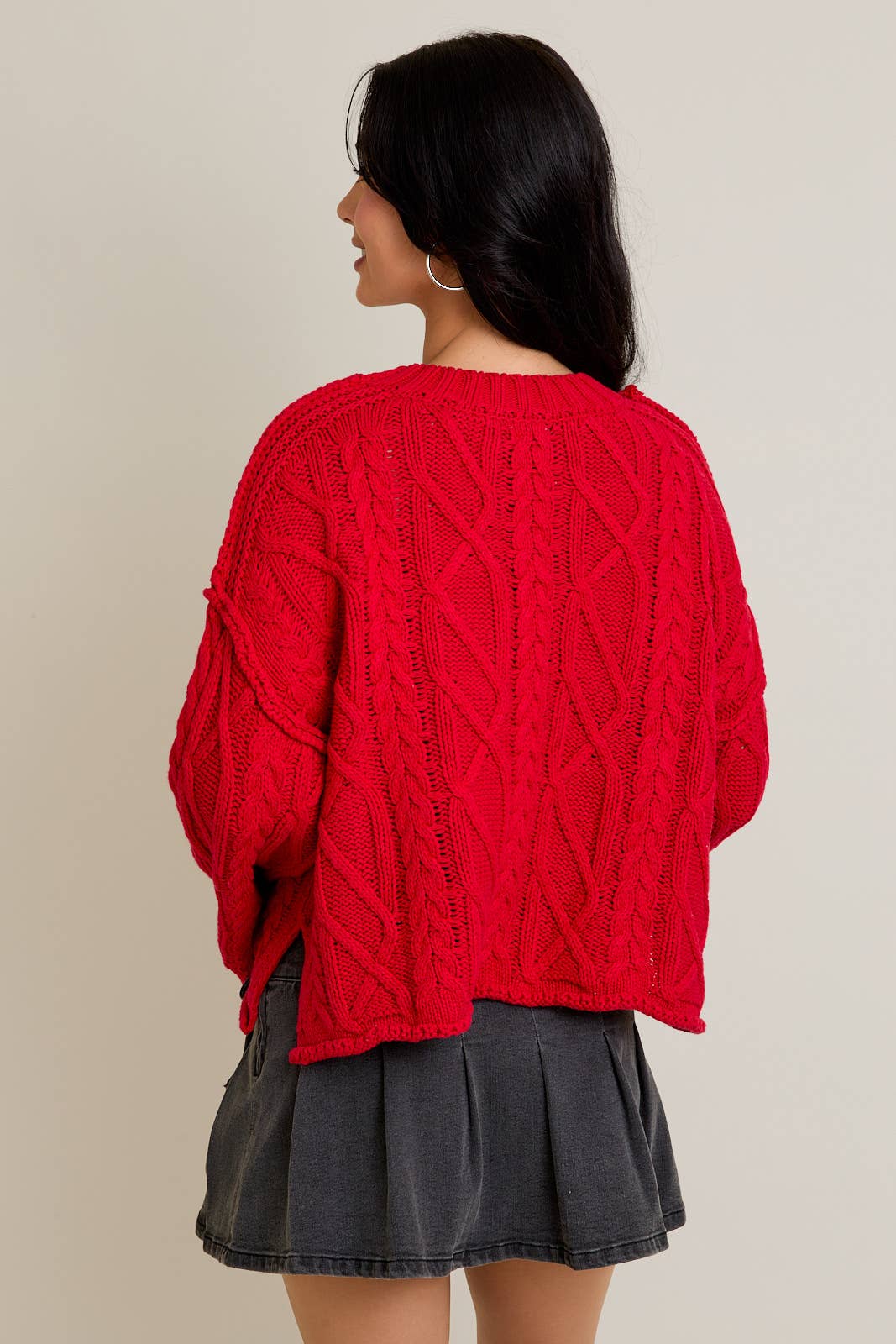 Wide Sleeve Cable Knit Sweater