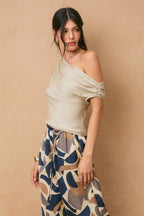 Satin Asymmetrical One Shoulder Top
