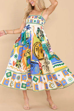 Folk Print Swing Dress