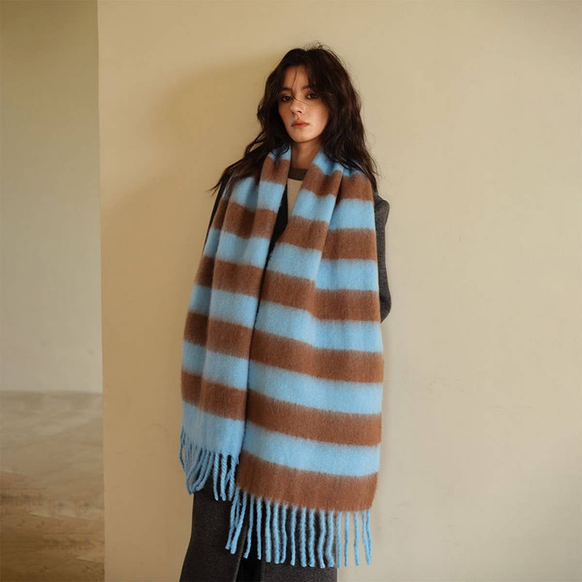 Blue-Brown Stripe Scarf