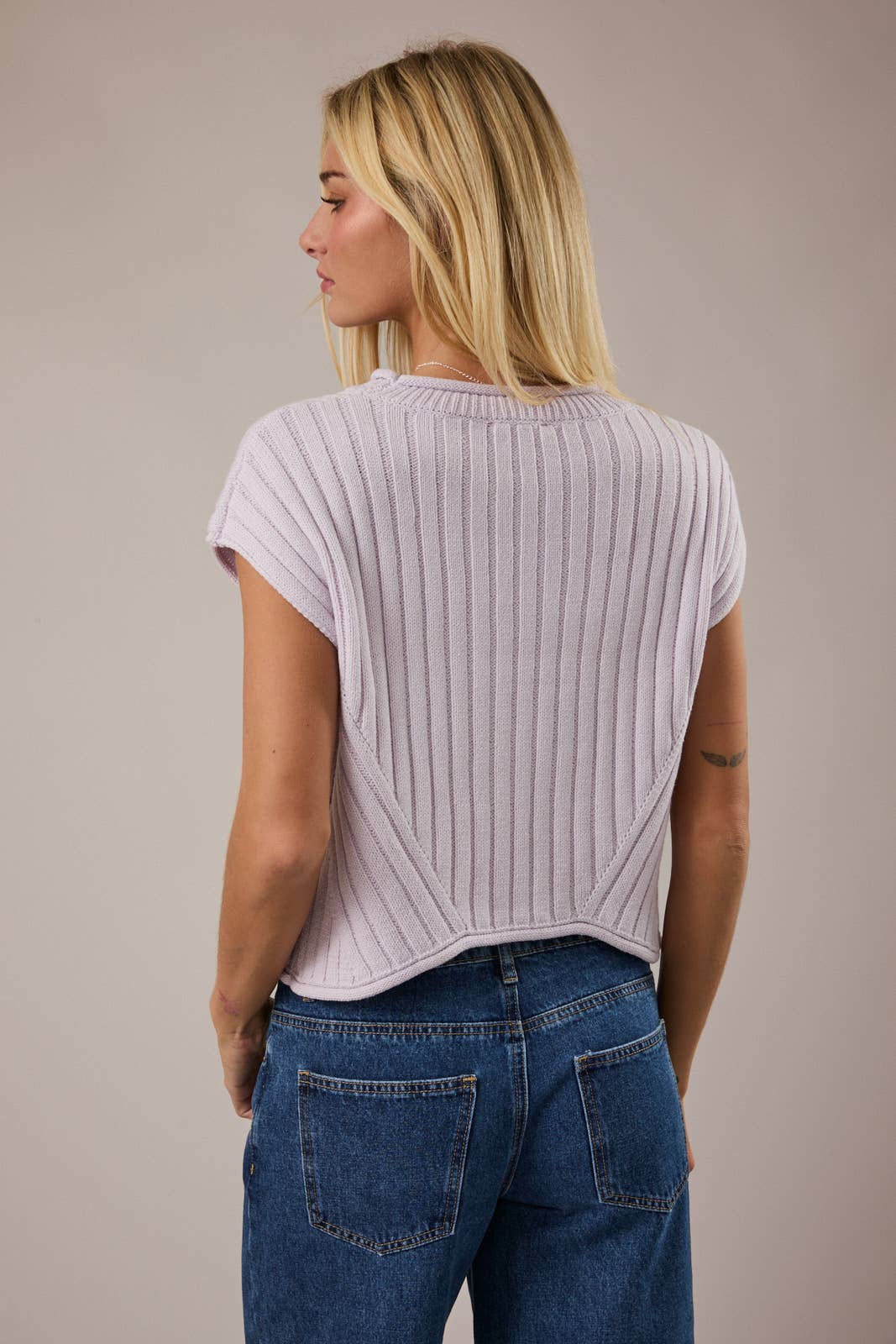 Round Neck Extended Sleeve Sweater Top