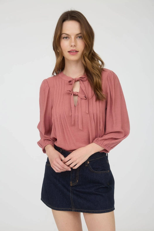 Double Tie Pleated Front Top
