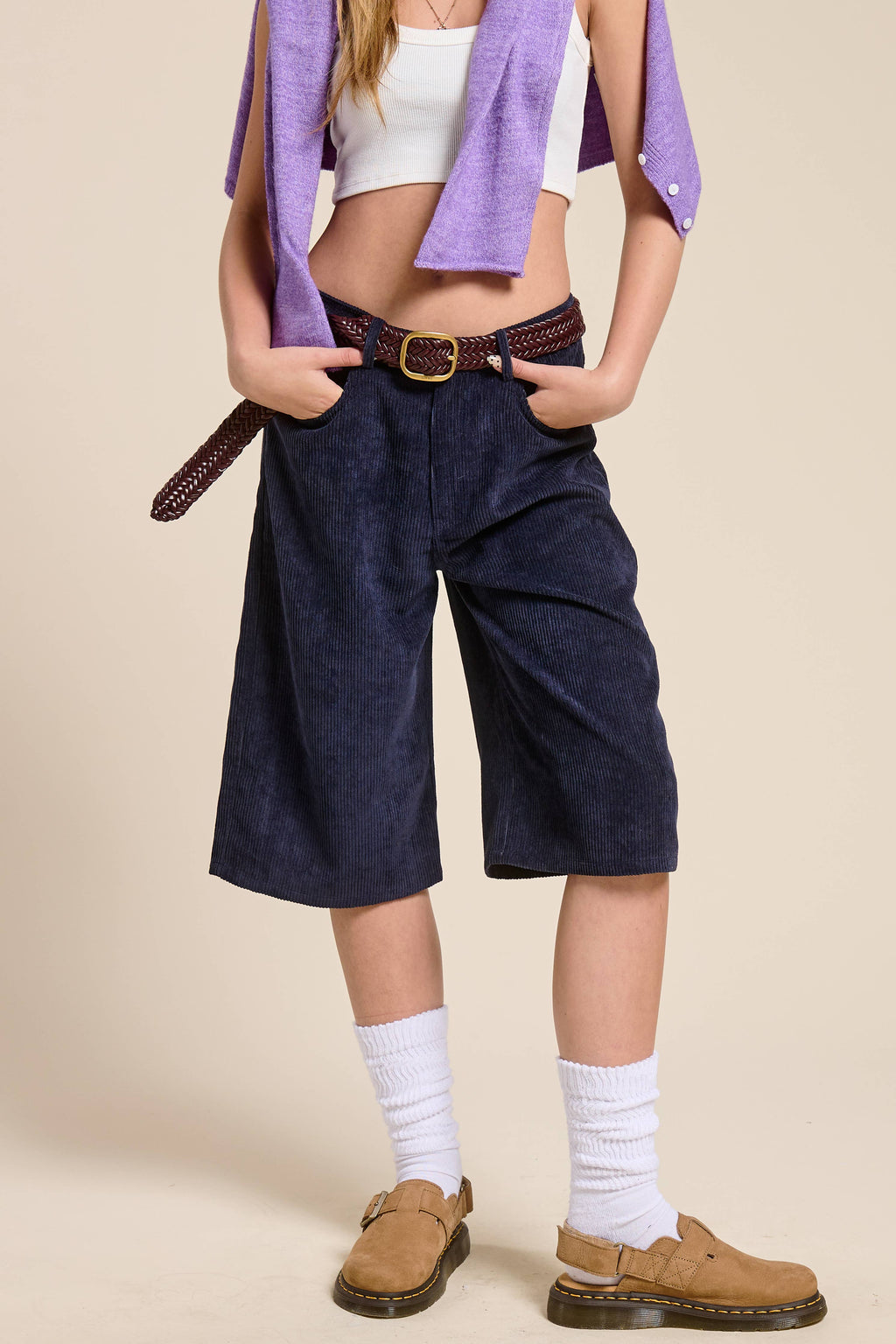 Corduroy Culotte Bermuda Shorts