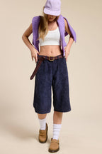 Corduroy Culotte Bermuda Shorts