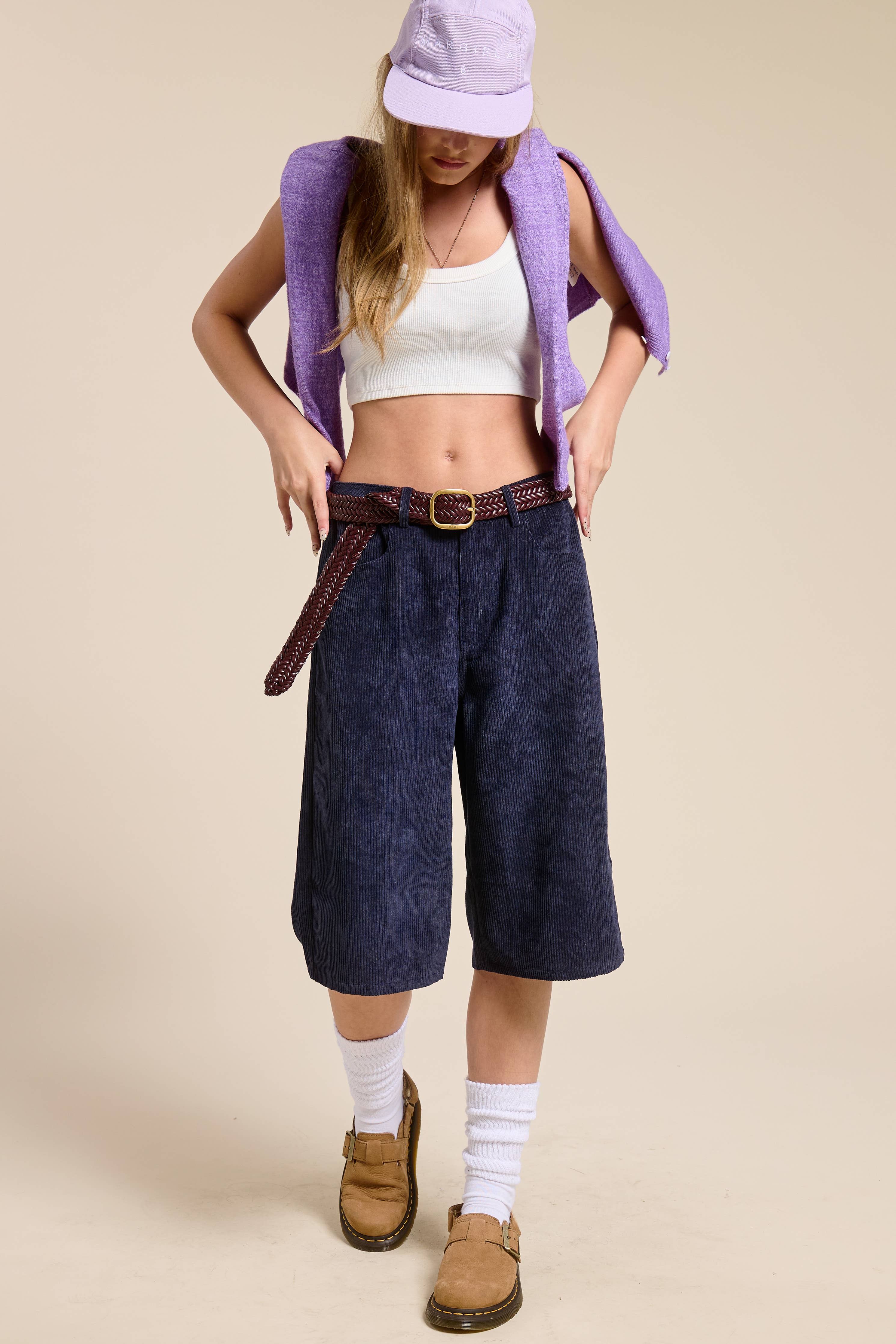Corduroy Culotte Bermuda Shorts