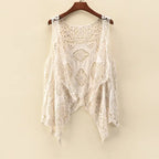Sleeveless Hollow Jacquard Lace Cardigan