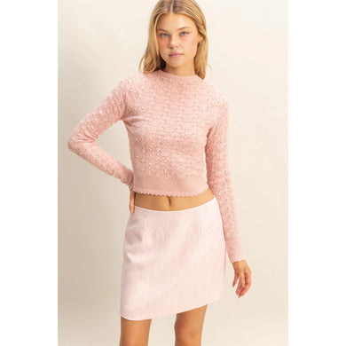 Pastel Pink Pointelle Top