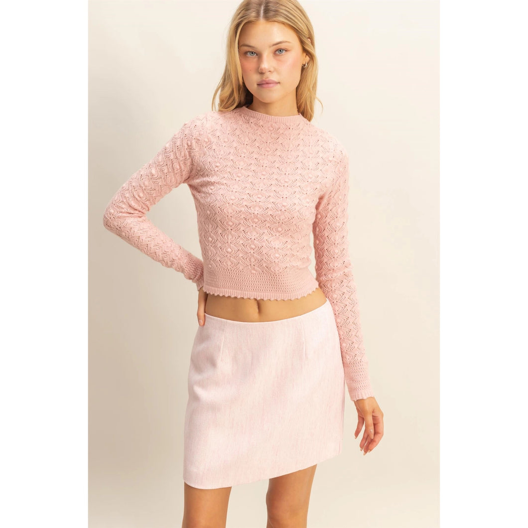 Pastel Pink Pointelle Top