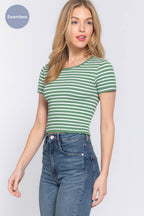 Seamless Stripe Ribbed Top