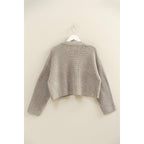 Gray Oversized Ribbed Cardigan