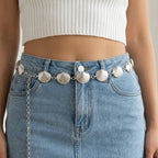 Metallic Clam Shell Chain Belt
