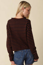 Elina Striped Collar Knit Top