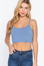 Round Neck Removable Bra Cup Twisted Back Cami Top