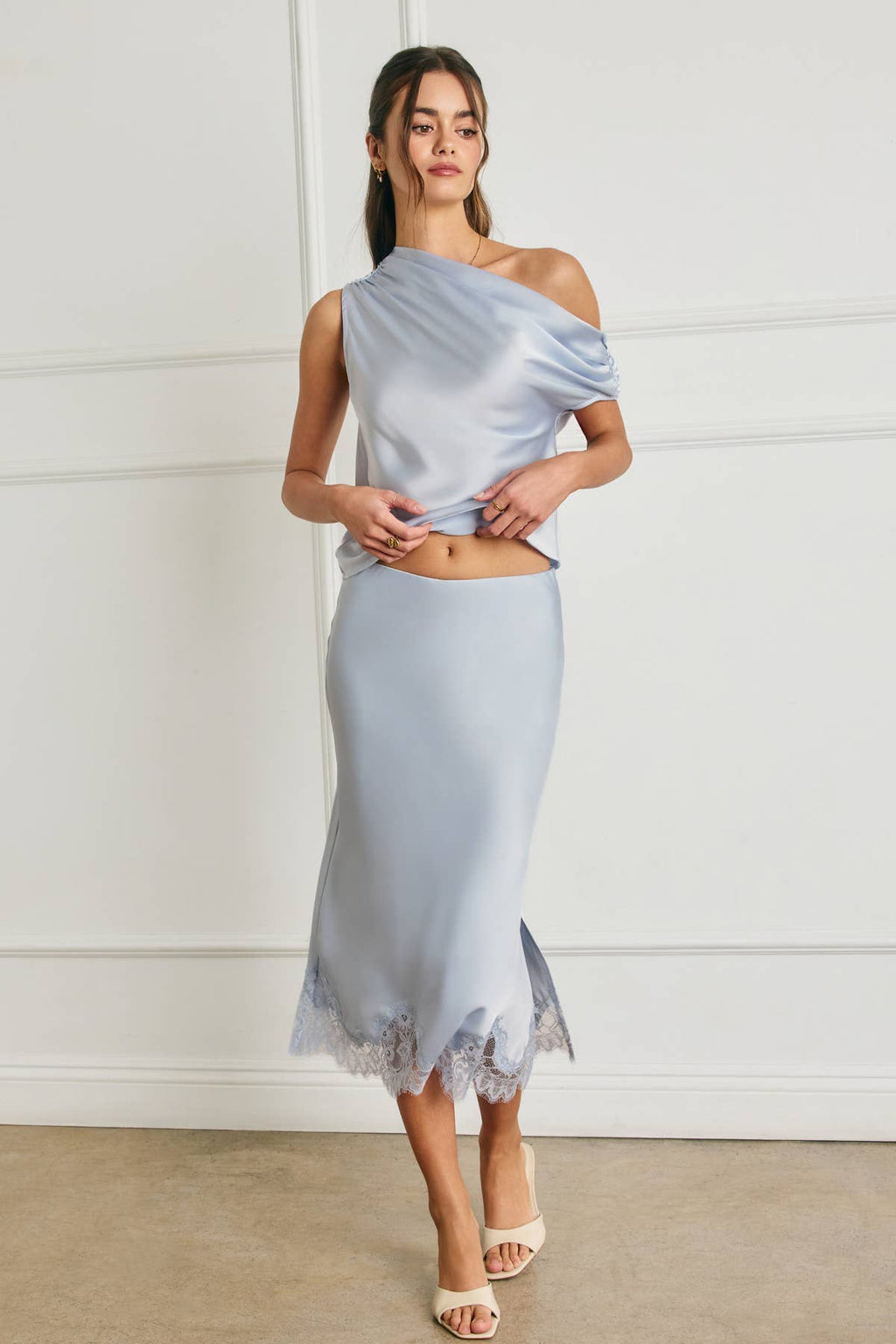 Satin Asymmetrical One Shoulder Top